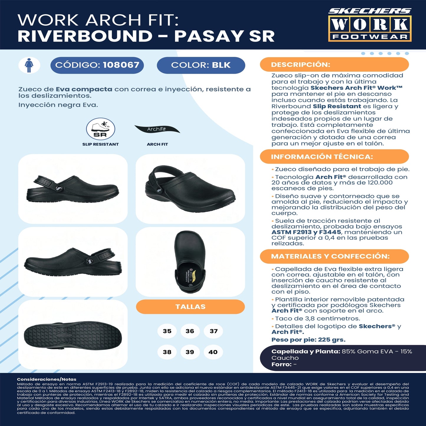 Zueco Mujer Skechers Work Riverbound