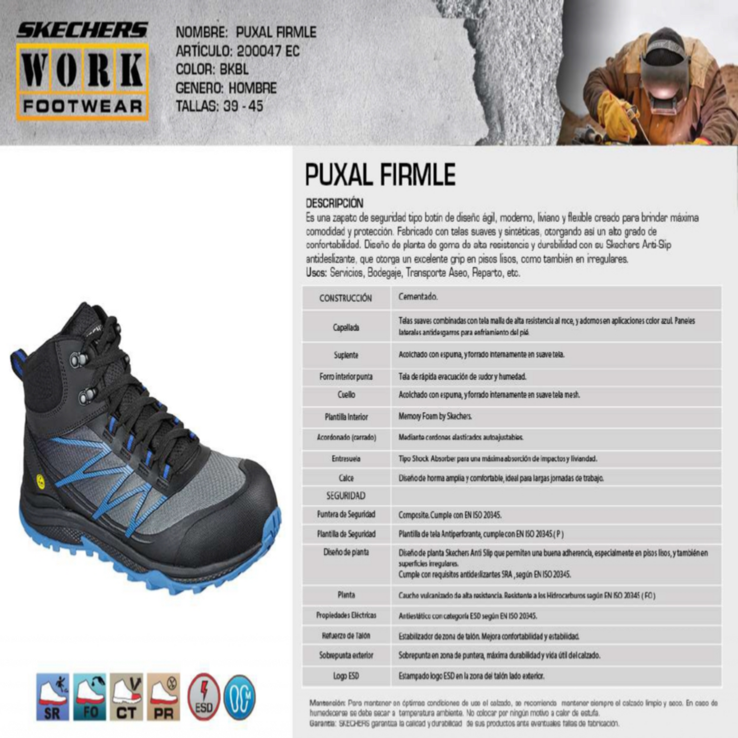 Botín de Seguridad Skechers Puxal Firmle