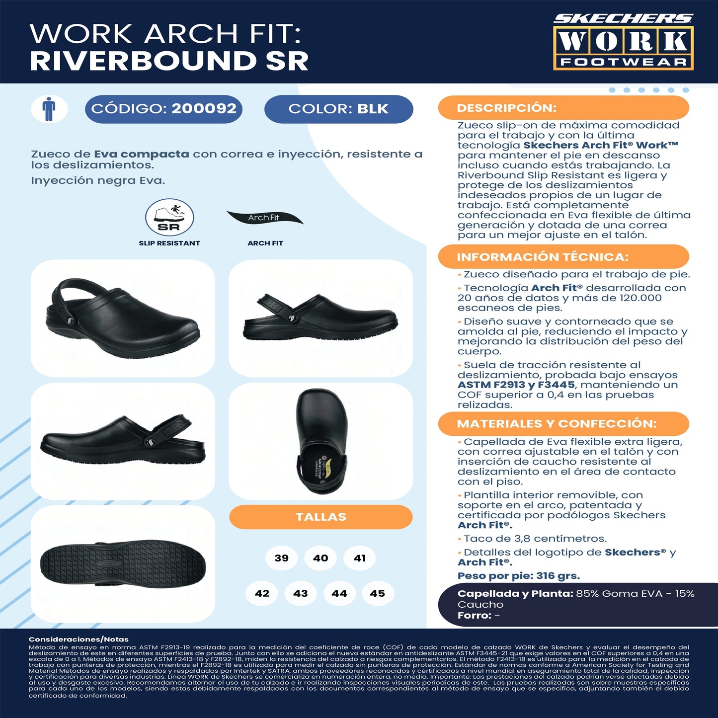Zueco Hombre Skechers Work Riverbound