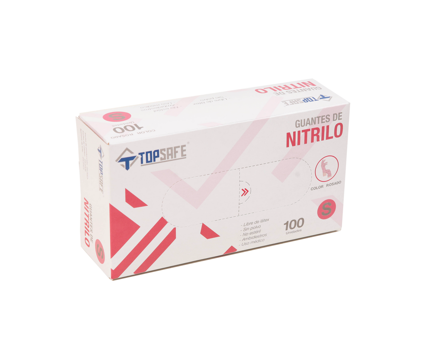 Guante de Nitrilo 3,5 grs Topsafe Rosado (100u)