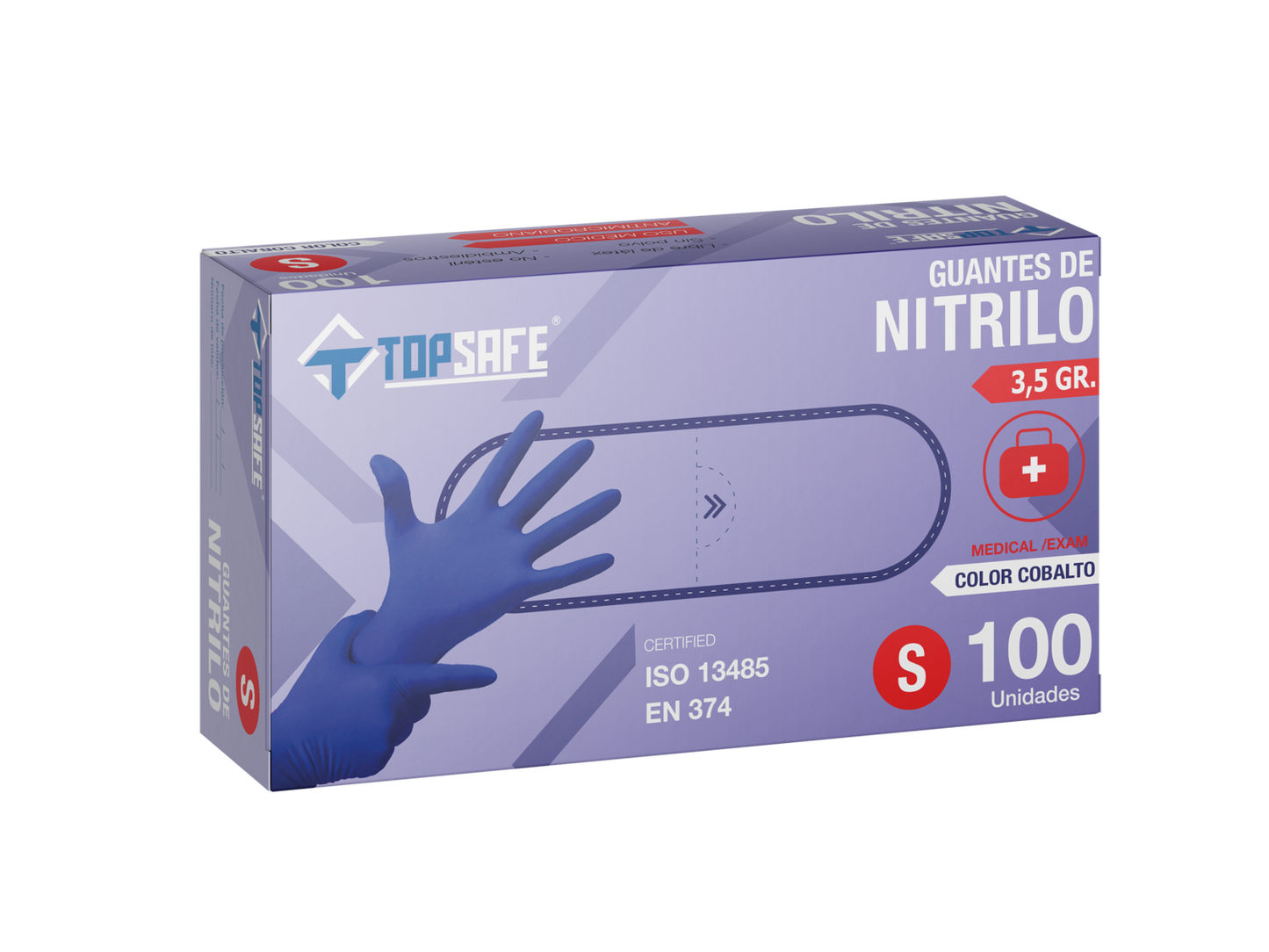 Guante de Nitrilo 3,5 gr Topsafe Cobalto