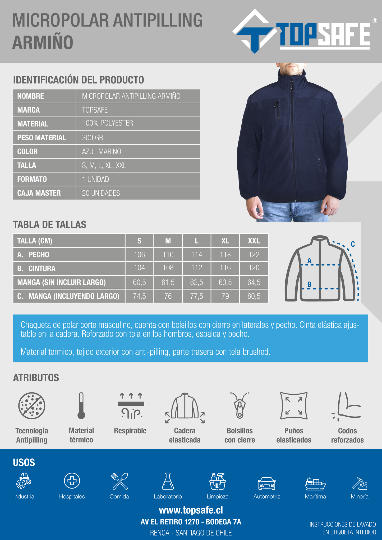 Micropolar Antipiling PRO Azul Topsafe