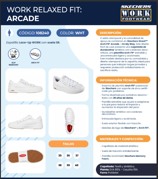 Skechers Zapatilla Mujer Ocupacional Arcade