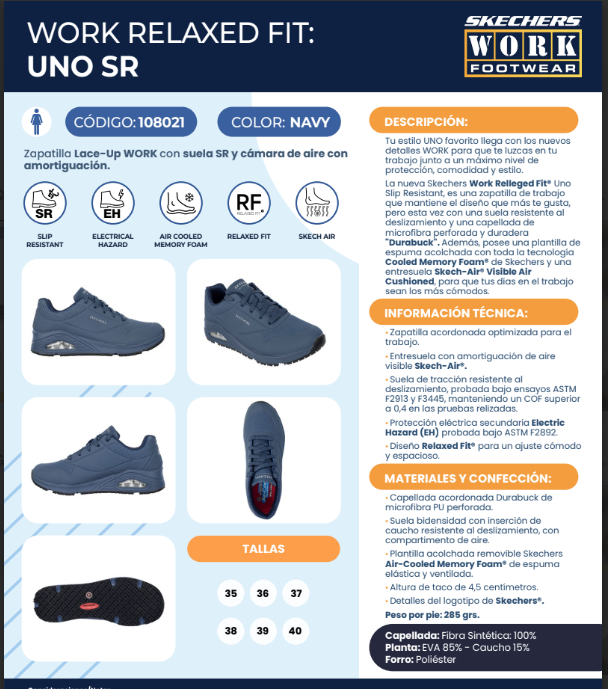 Skechers Zapatilla Mujer Ocupacional Uno Navy