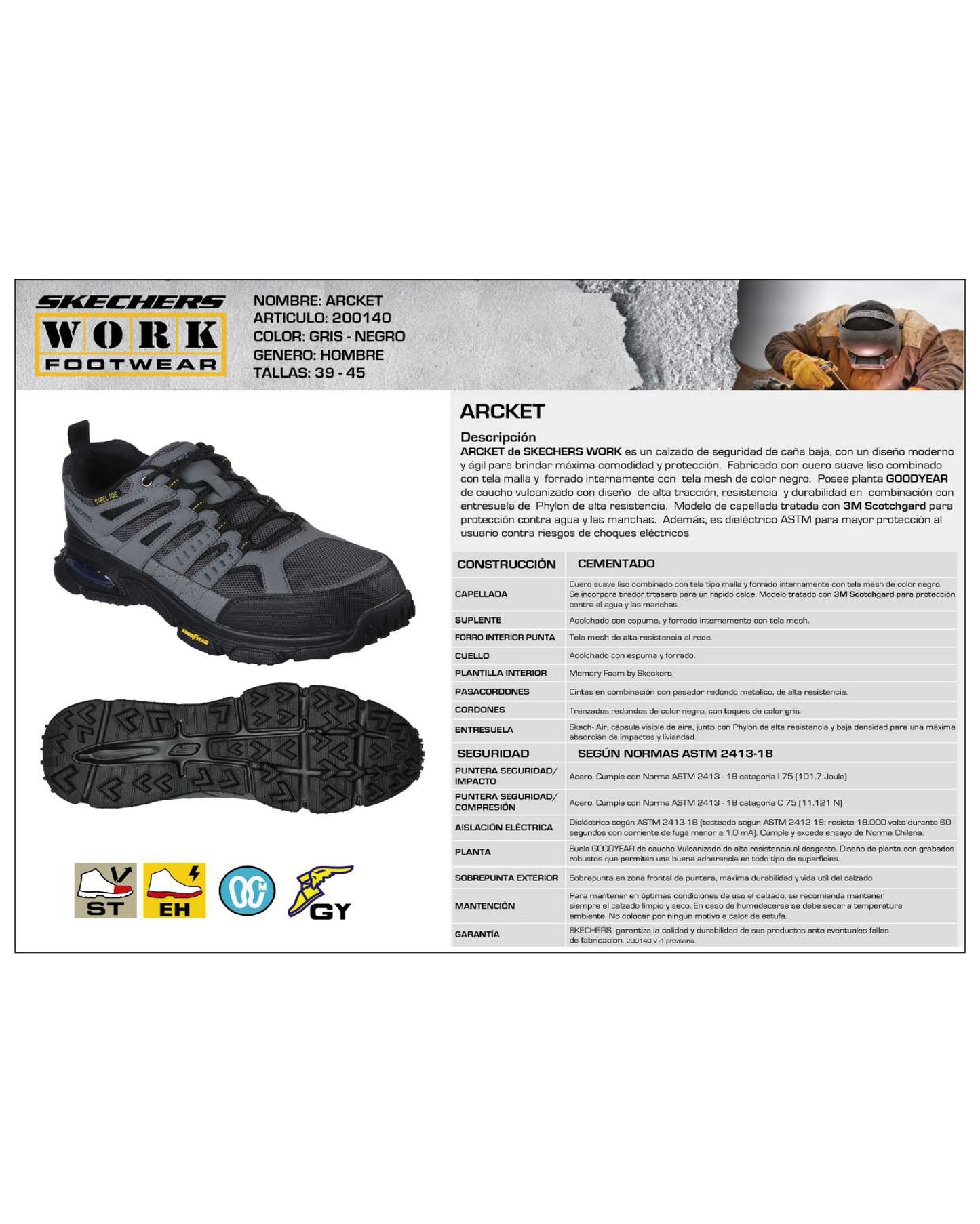 Zapatilla de Seguridad Skechers Arcket