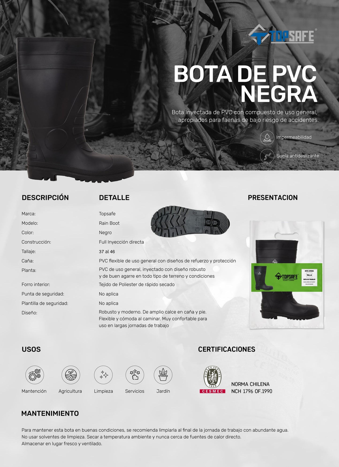 Bota de Agua Agrícola Topsafe