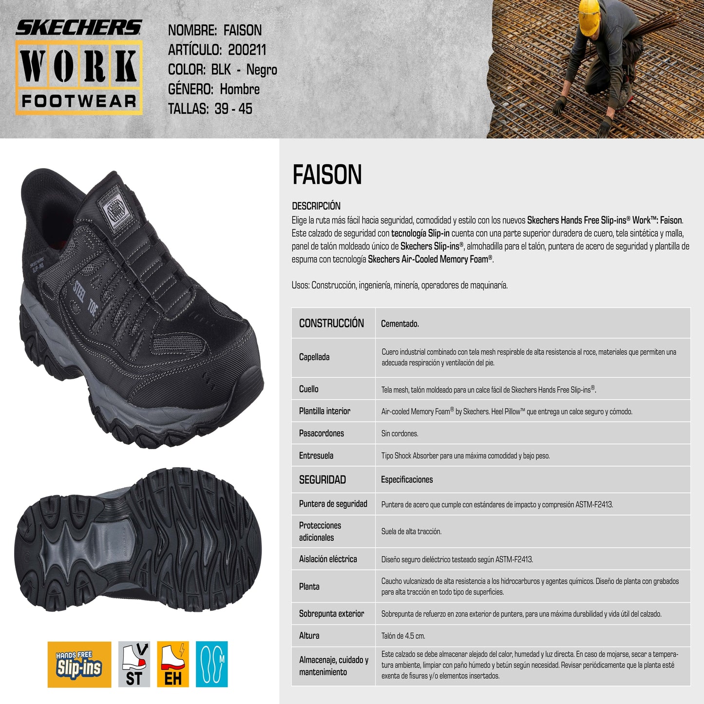 Zapatilla de Seguridad Skechers Faison