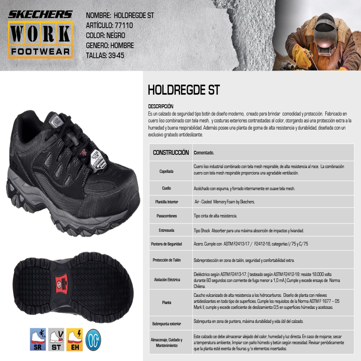 Skechers Zapatilla Hombre Seguridad Holdredge ST