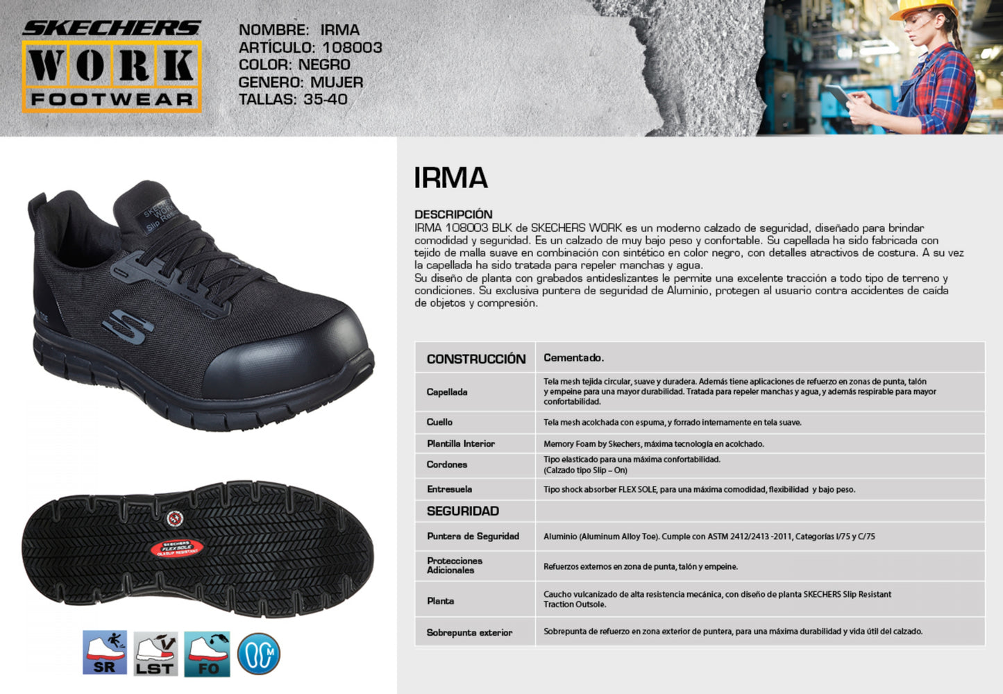 Zapatilla de Seguridad Skechers Irma