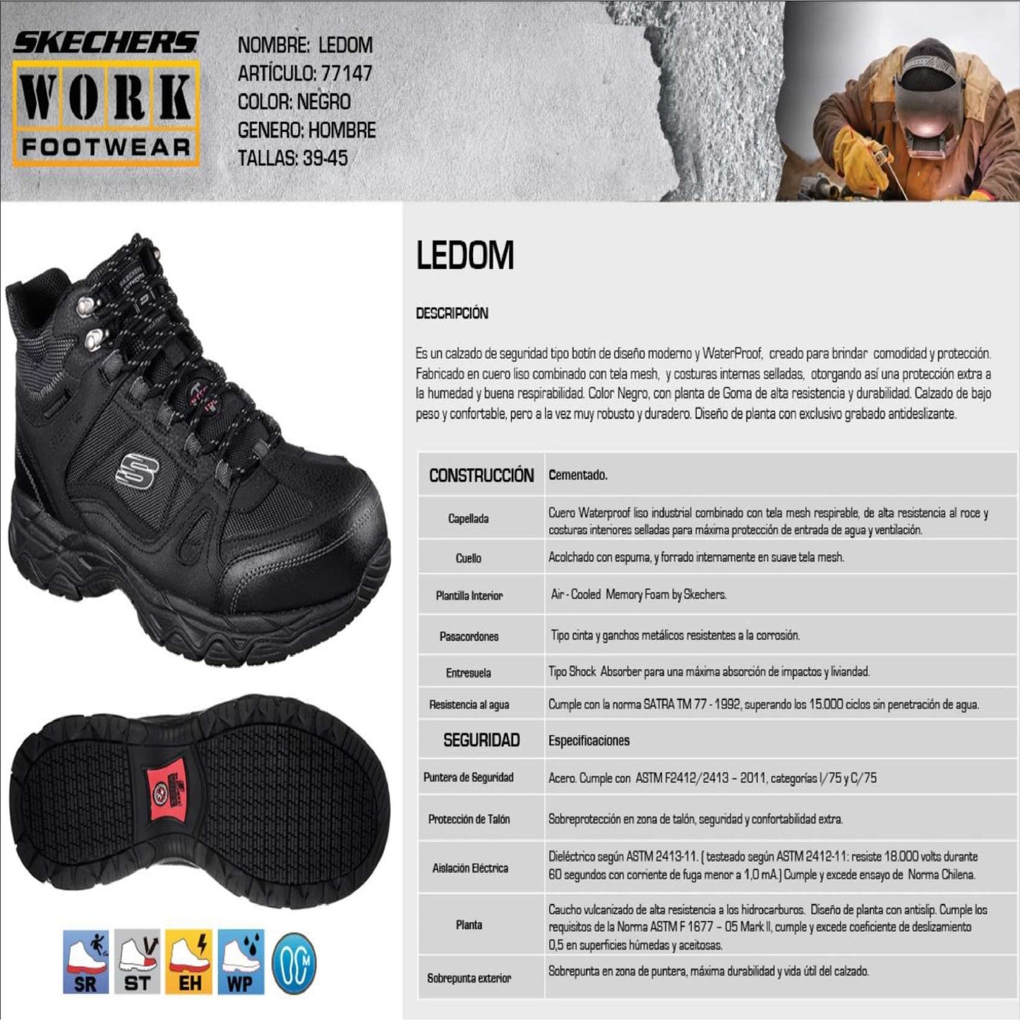 Botín de Seguridad Skechers Ledom