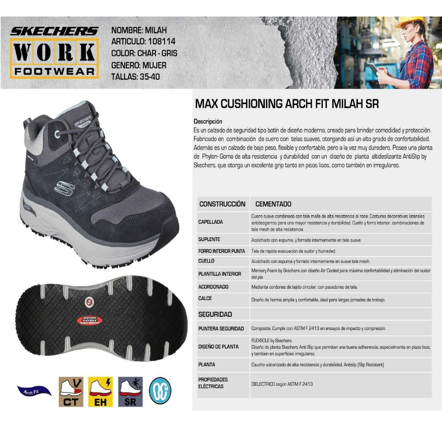Zapatilla de Seguridad Skechers Milah