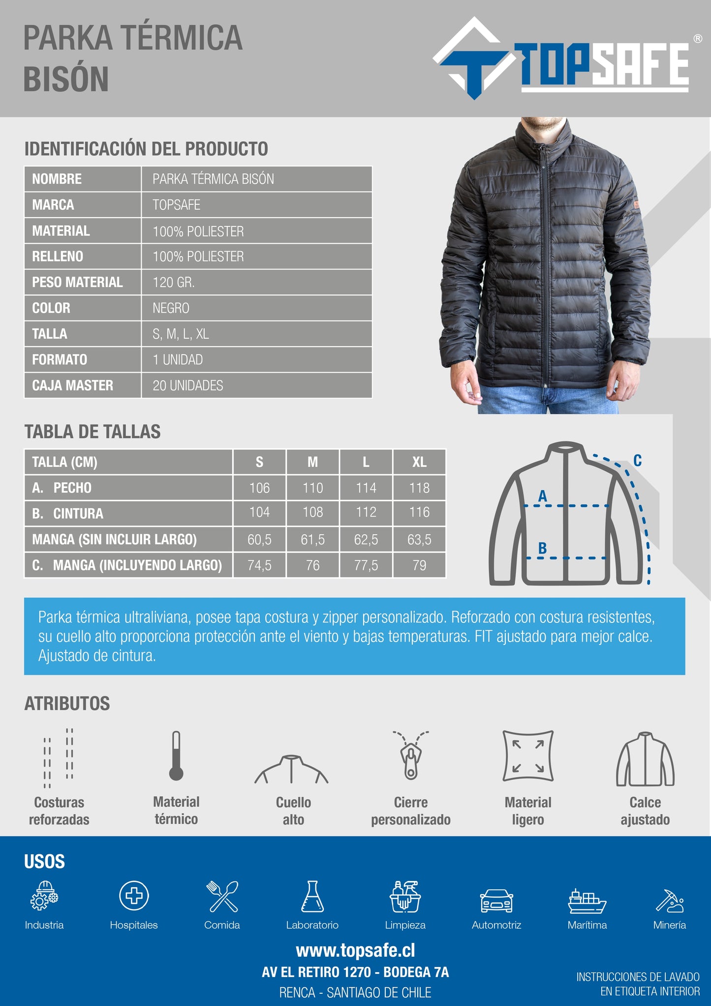 Parka Insulada Negro Topsafe