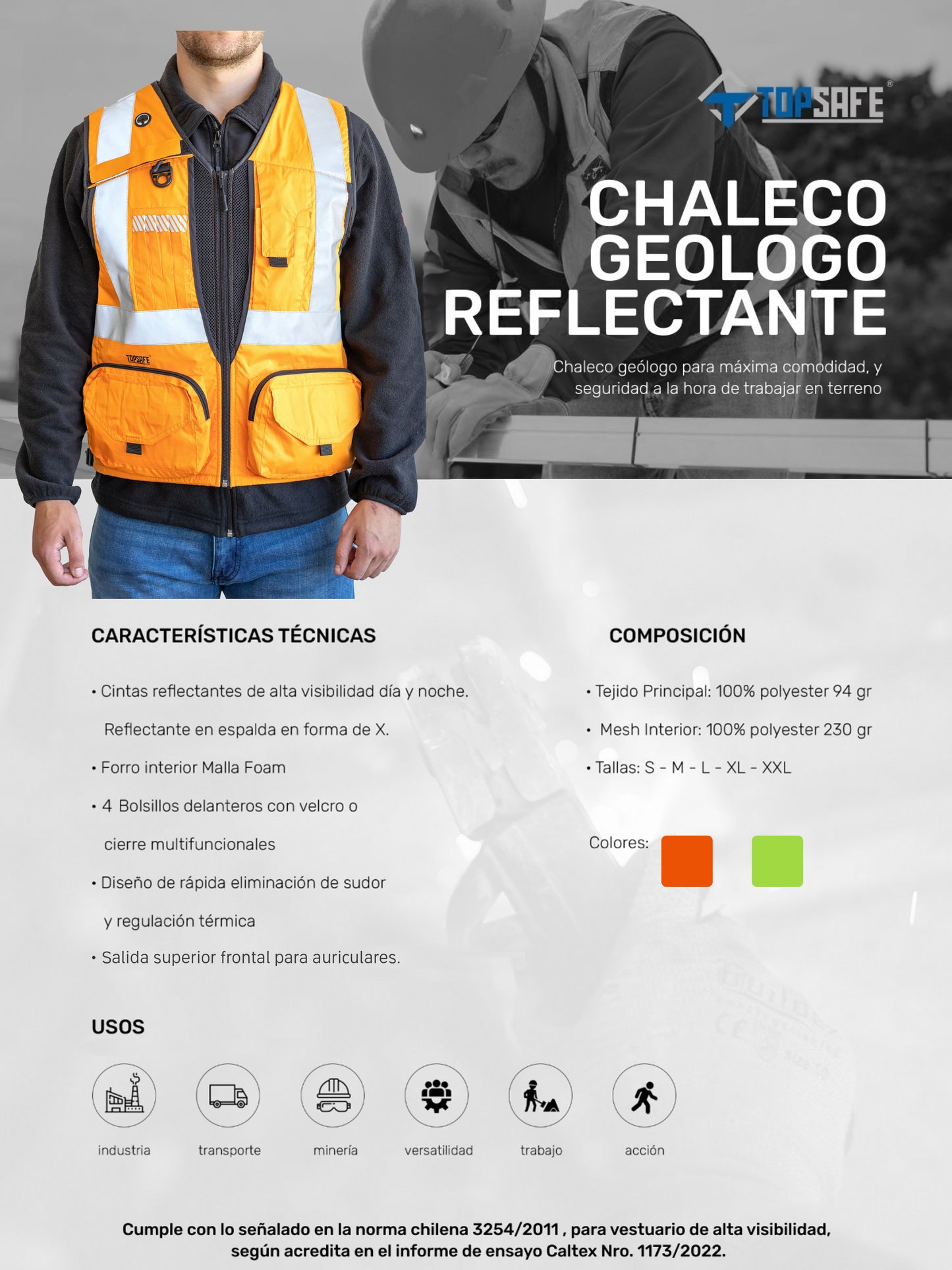 Geólogo ejecutivo Naranjo PRO Topsafe