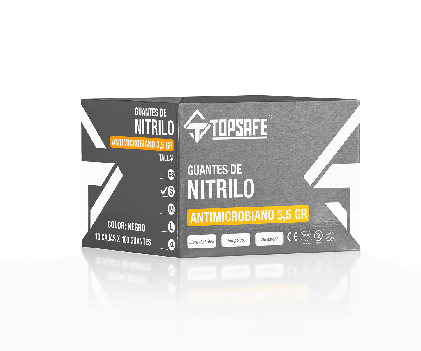 Box Guante de Nitrilo Negro 3,5 grs Topsafe 10 x 100u