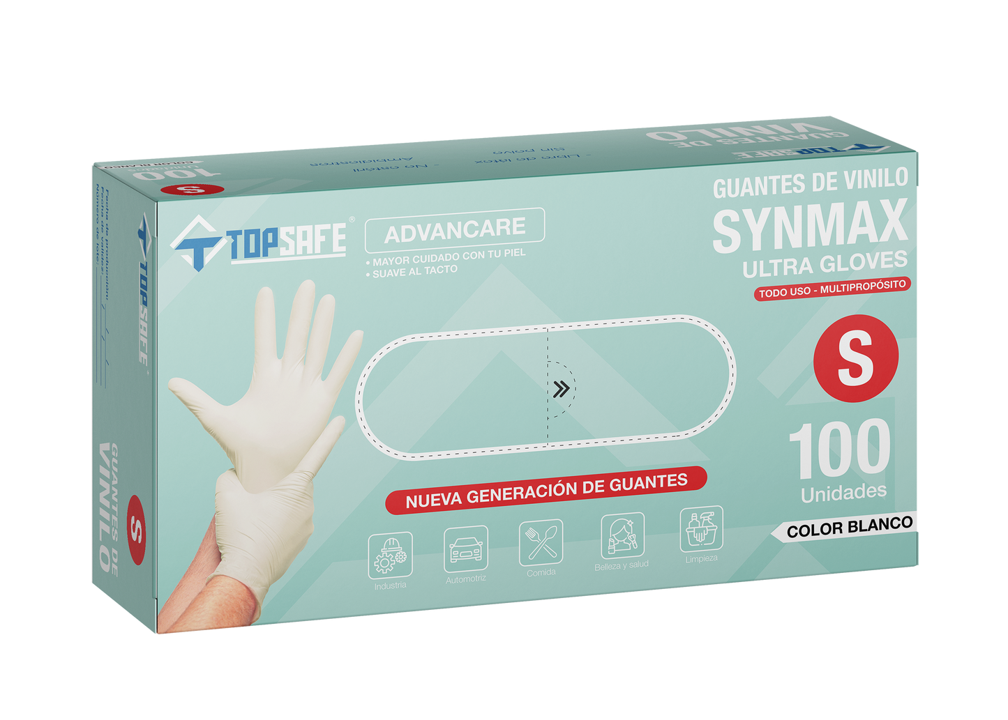 Guante de Vinilo Blanco SYNMAX Topsafe (100u)