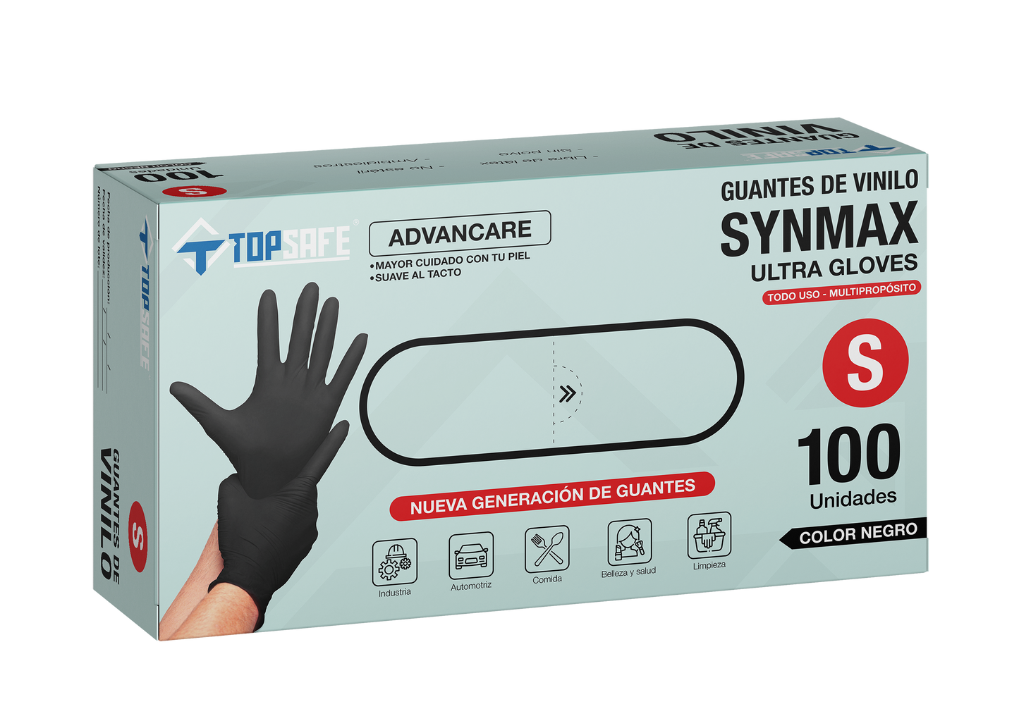 Guante de Vinilo Negro SYNMAX Topsafe (100u)