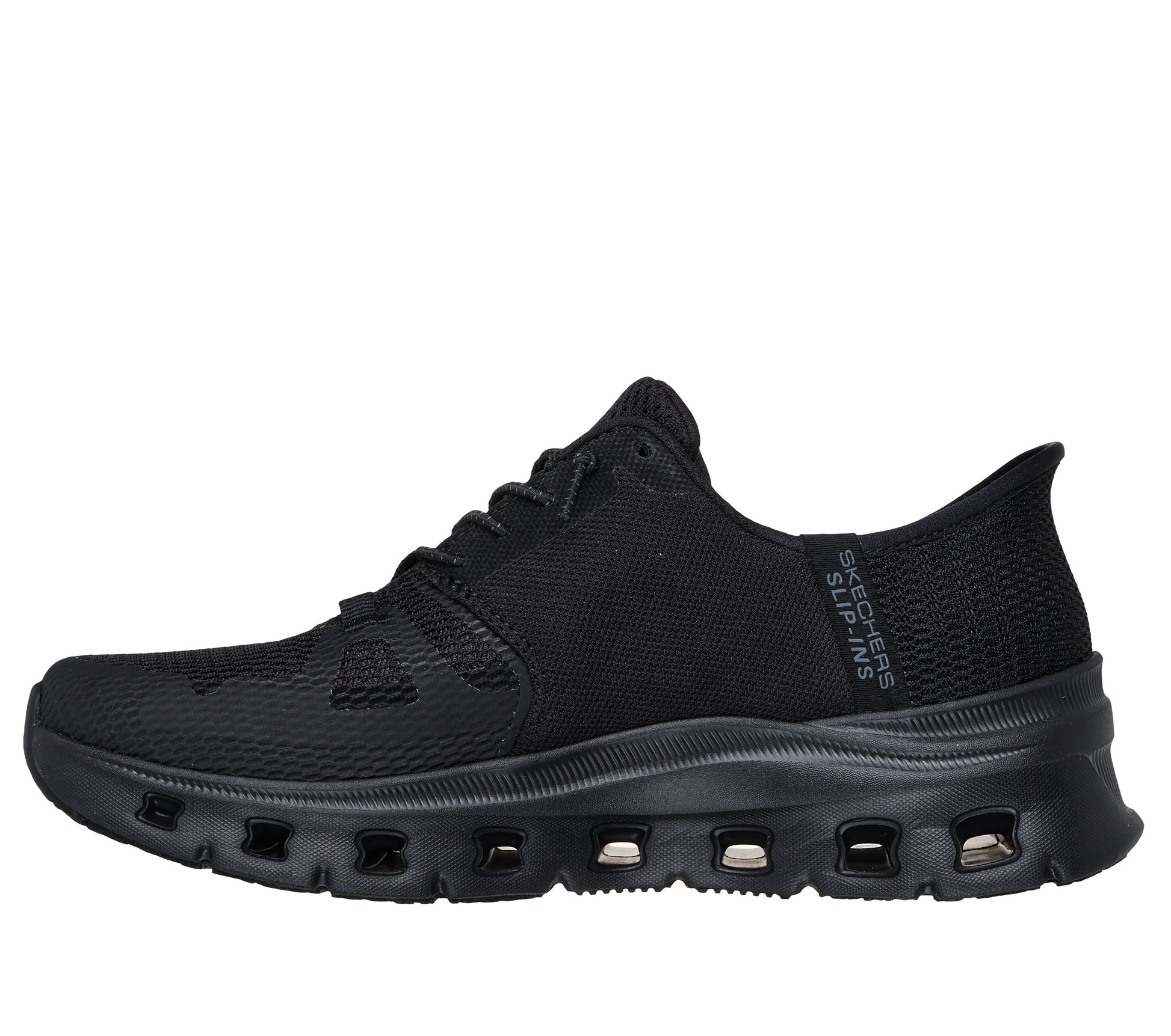 Skechers Work Glide Step Negro zapatilla ocupacional mujer Glide-Step entresuela vista lateral derecha