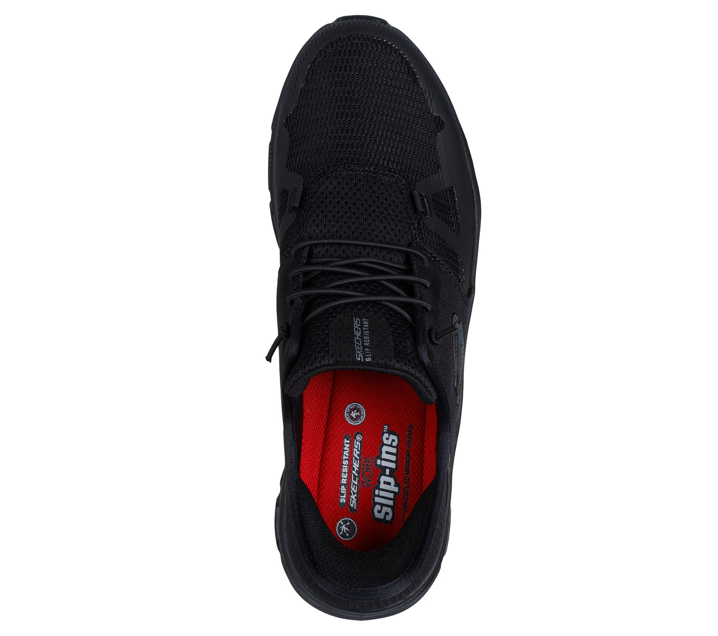 Skechers Work Glide Step Hombre Negro detalle plantilla Air-Cooled Memory Foam Heel Pillow Slip-ins