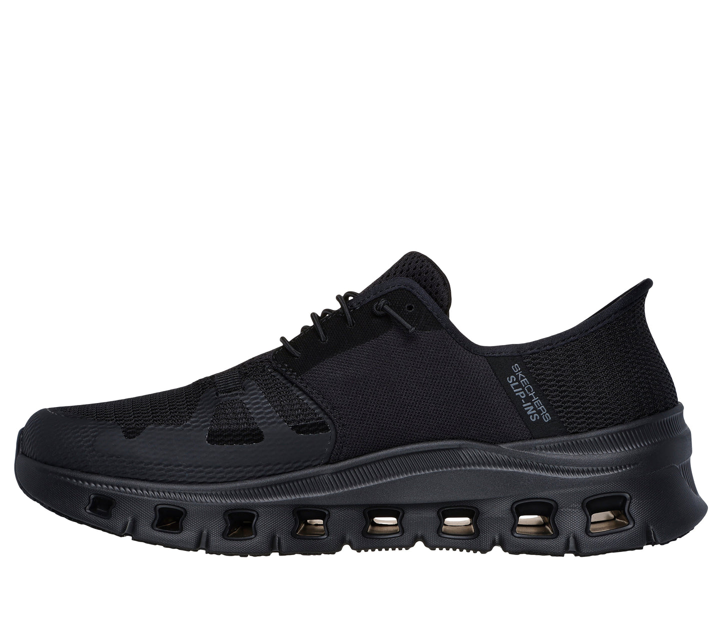 Skechers Work Glide Step Hombre Negro zapatilla ocupacional Glide-Step entresuela vista lateral derecha