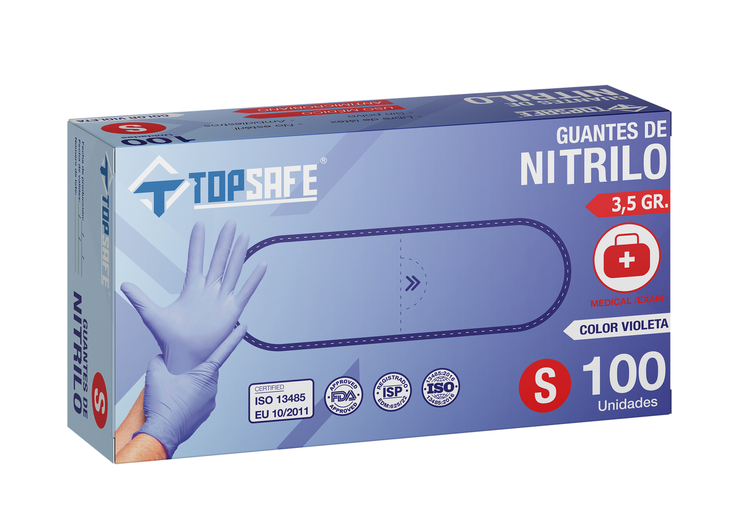 Guante de Nitrilo 3,5 gr Topsafe Violeta (100u)