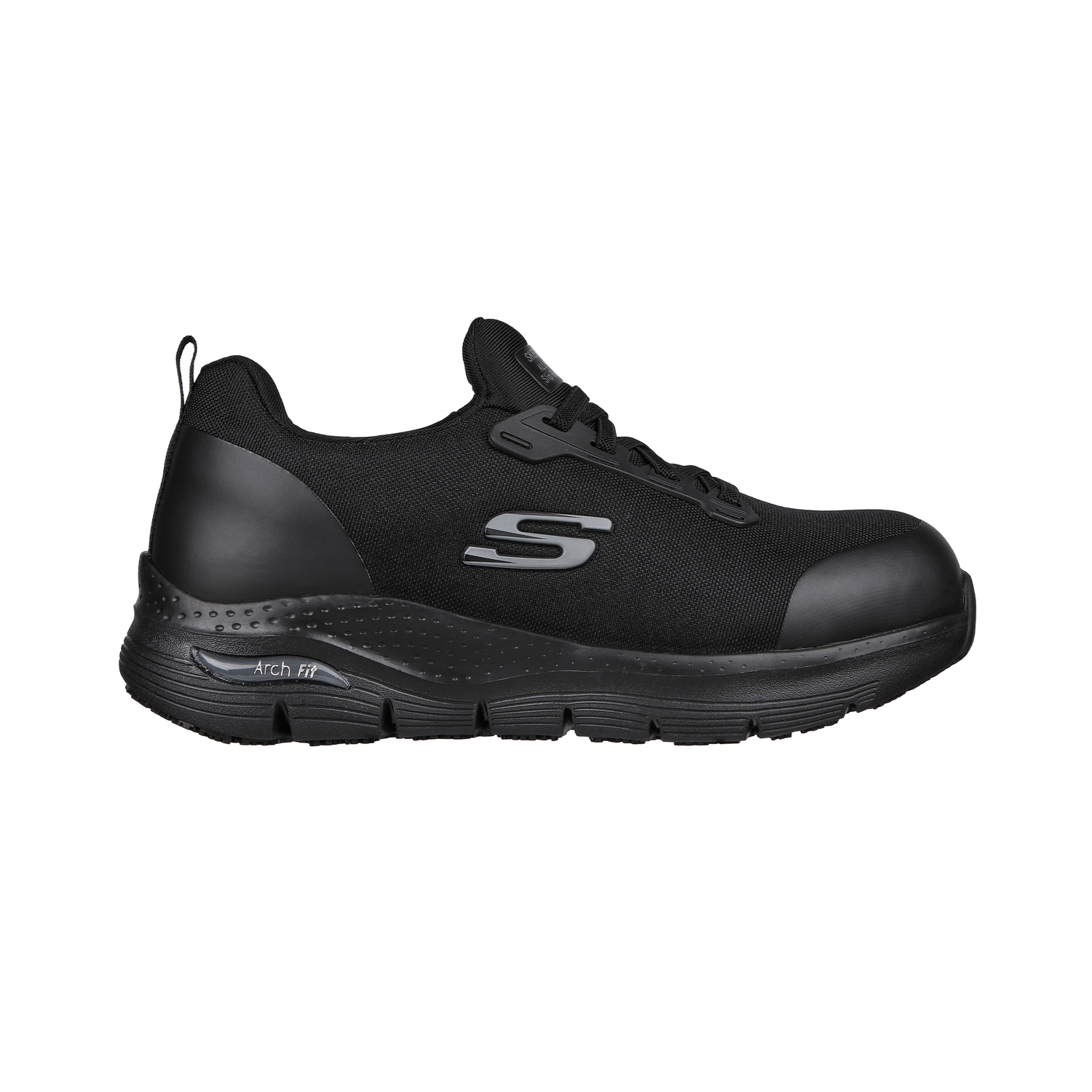 Skechers Work Evzan Negro total zapatilla seguridad mujer vista lateral Slip On