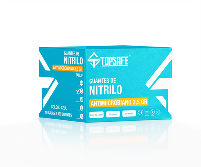 Box Guante de Nitrilo Azul 3,5 grs Topsafe 10 x 100u