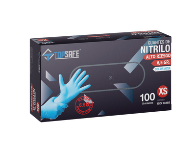 Guante Nitrilo Extra Resistente 6.5 gr Azul (100u)