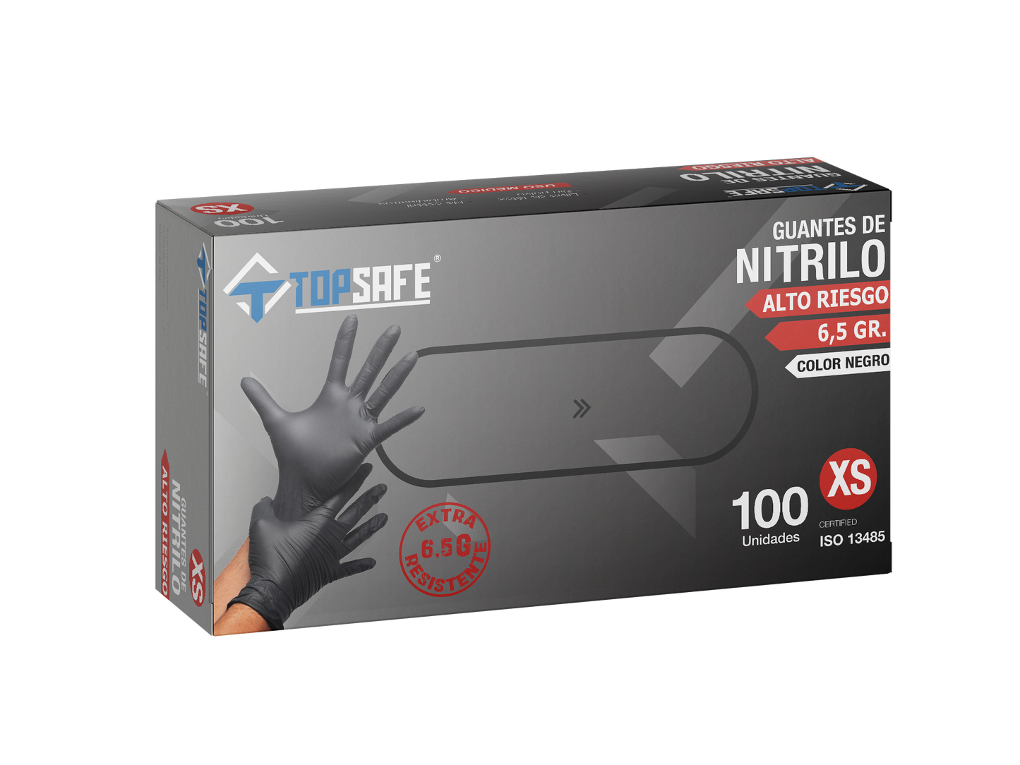 Guante Nitrilo Extra Resistente 6.5 gr Negro (100u)