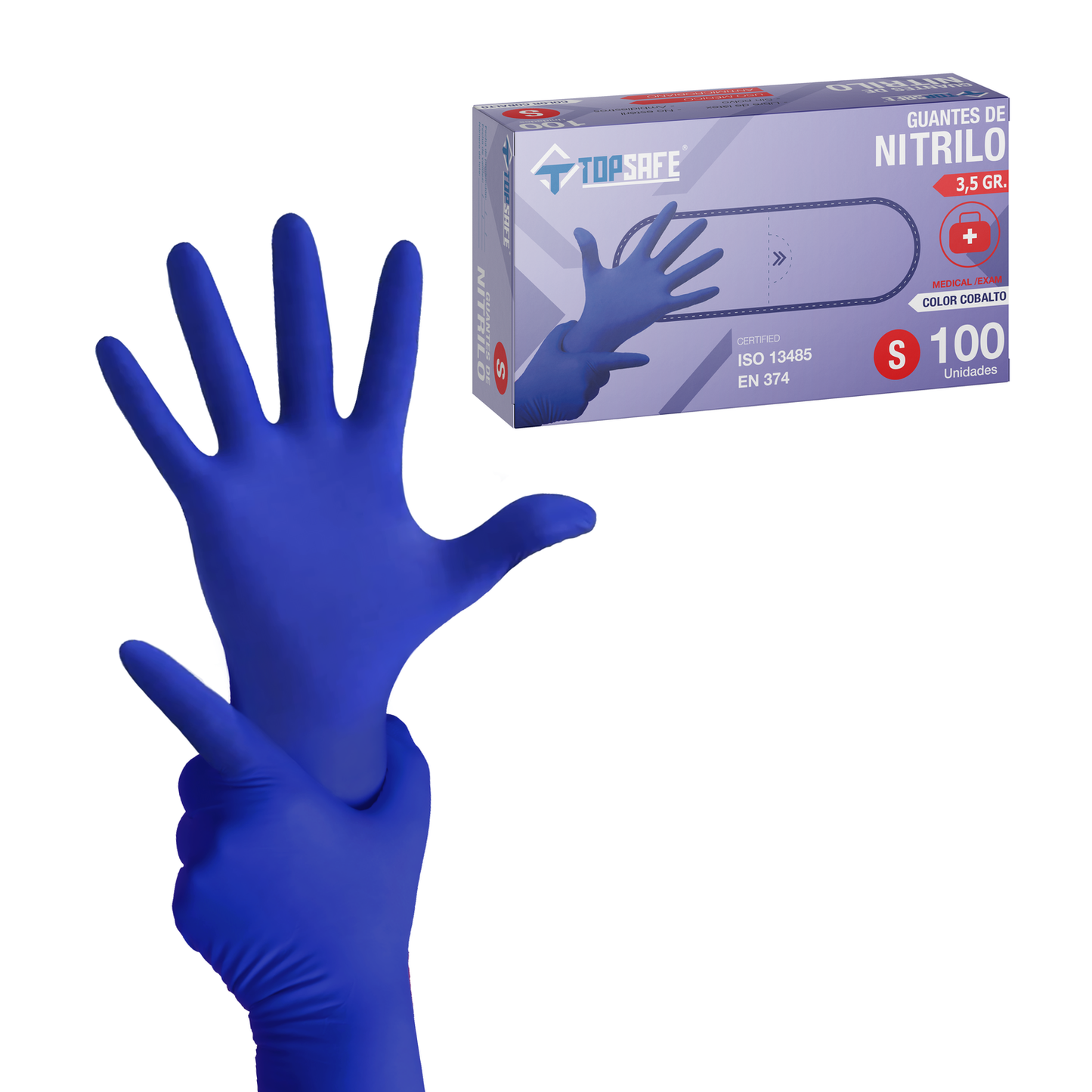 Guante de Nitrilo 3,5 gr Topsafe Cobalto