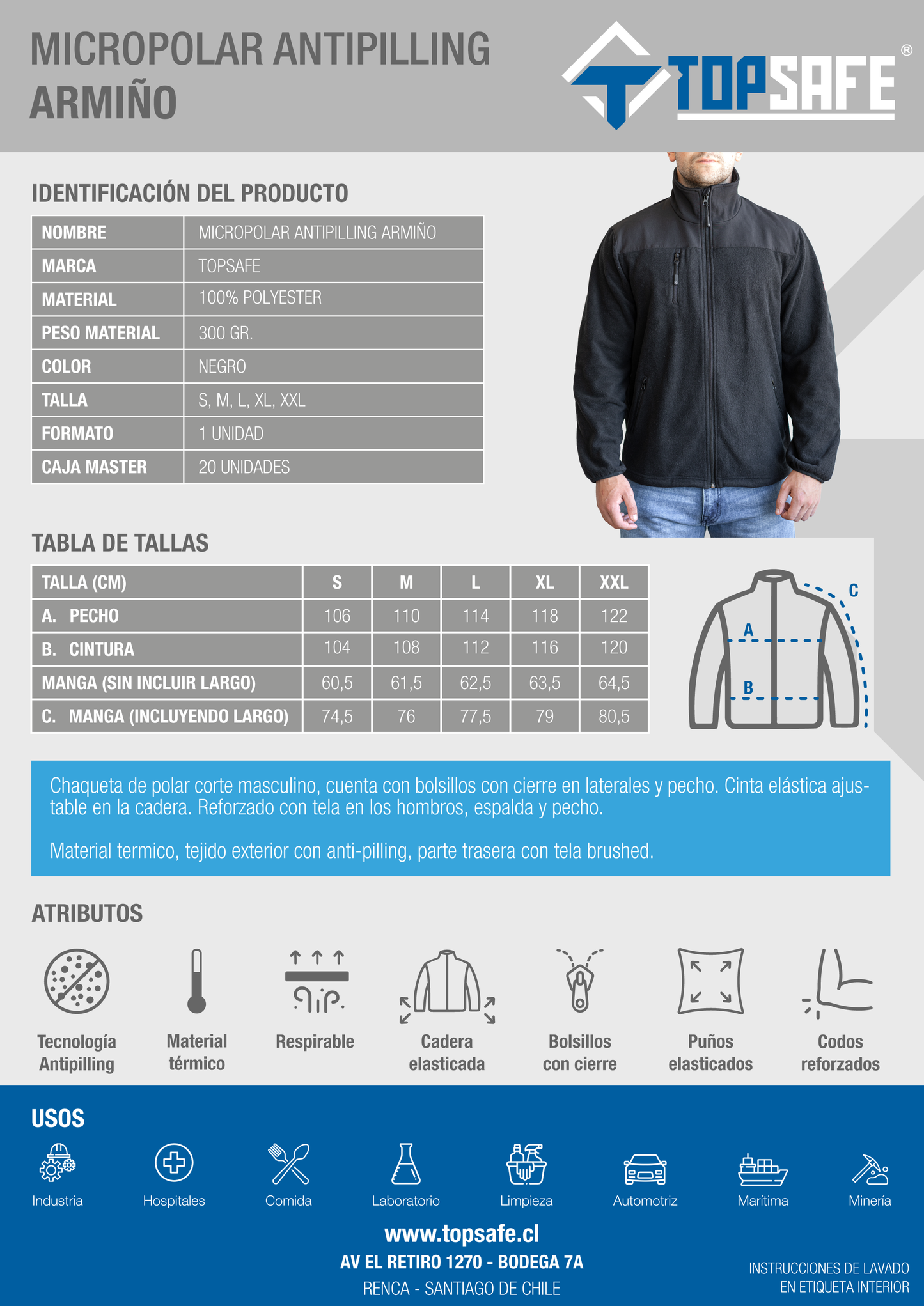 Micropolar Antipiling PRO Negro Topsafe