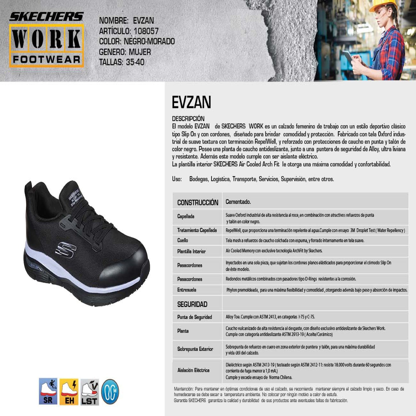 Zapatilla de Seguridad Skechers Evzan