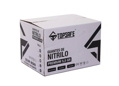 Box Guante de Nitrilo Negro 3,5 grs Topsafe 10 x 100u