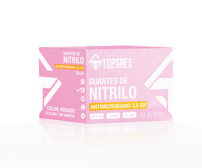Box Guante de Nitrilo Rosado 3,5 grs Topsafe 10 x 100u